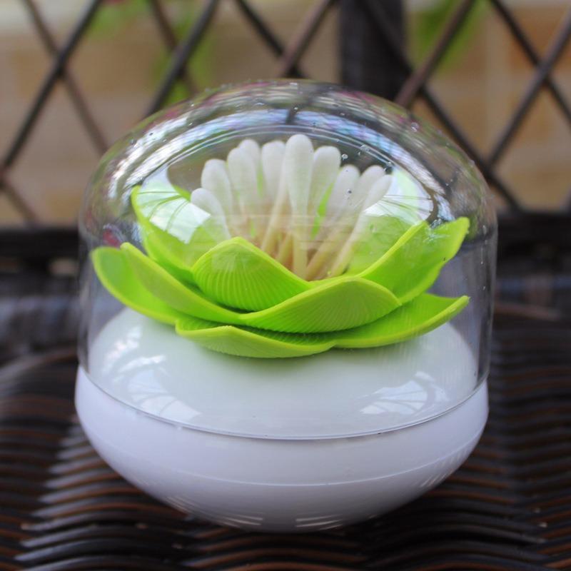 Exquisite Lotus-shaped Cotton Swab Box, Portable Cotton Swab Holder, Toothpick Storage, Covered Cotton Swab Seat
