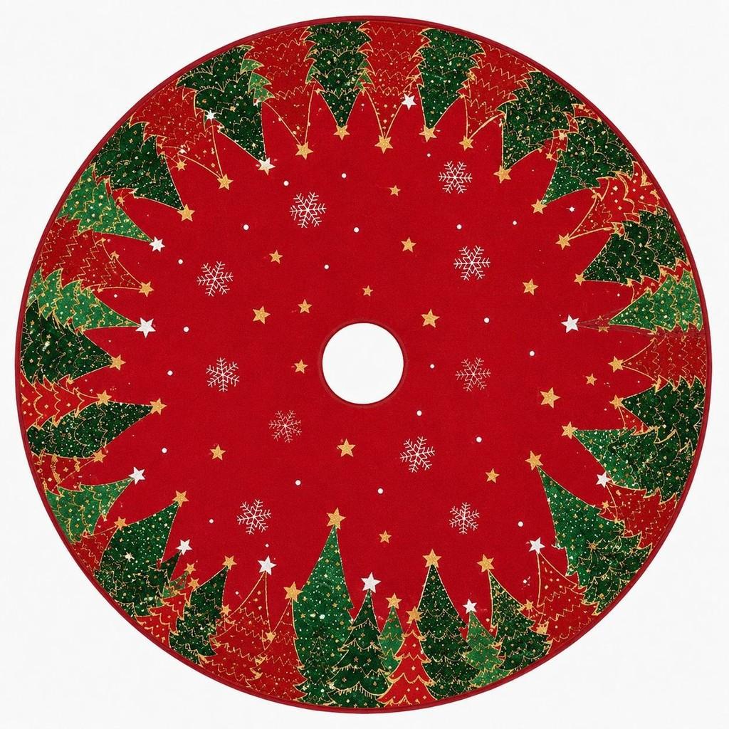 Christmas Tree Skirt Short Plush Decor With Bell Pattern For Holiday Festive Decor