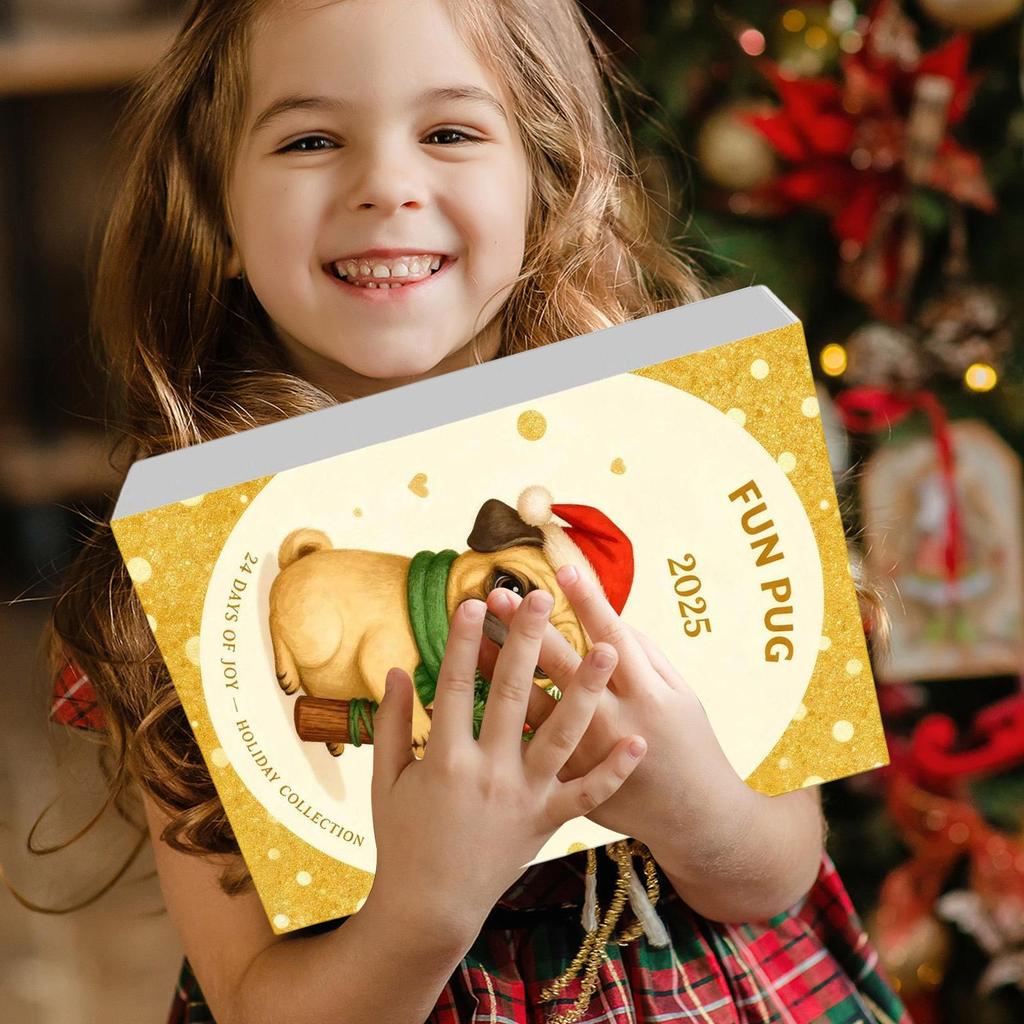 Countdown Calendar Toys 2D Flat Dog Pendant Keepsake 24 Days Countdown Calendar for Christmas for Kids Daughter Granddaughter