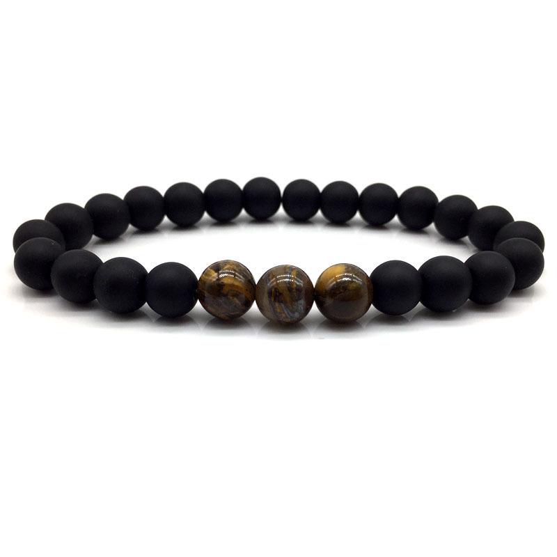 

Мужской классический браслет из бусин тигрового глаза 8 мм