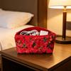 Zipper Design Pencil Case Strawberry Print Cosmetic Bag Trendy Makeup Pouch  School Supplies