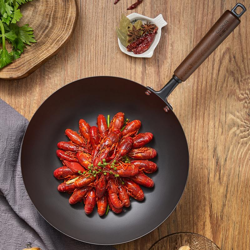 COOKER KING Wok Iron Pan Non-Coated Iron Pan Stir-Fry Pan 28cm Compatible with Induction Cookers 2nd Generation Extreme Iron BZ50526