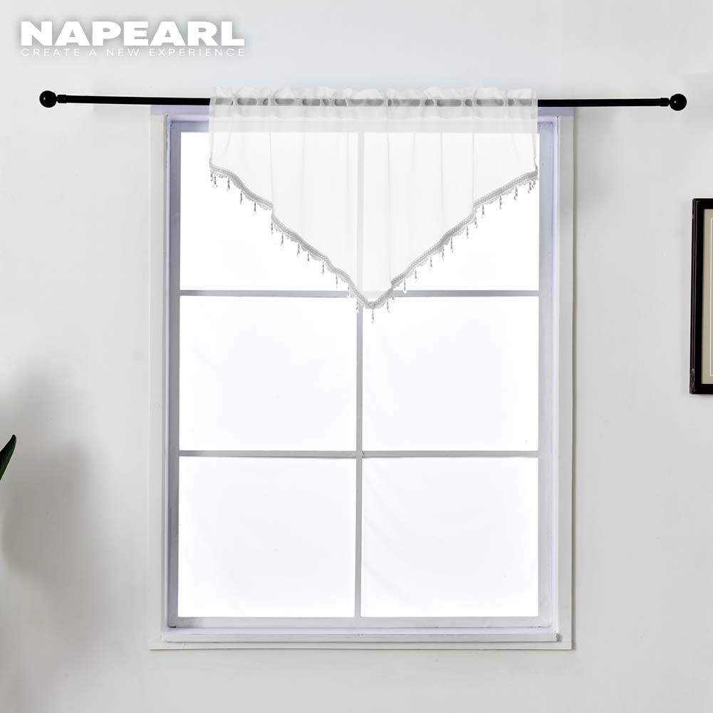 

1 шт. Napearl ярких цветов, декоративная занавеска с балдахином, прозрачная занавеска для кухни, спальни, короткая тюлевая занавеска для домашнего декора W130 x L60 белый