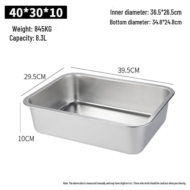 304 Stainless Steel Extra Large Deep Rectangular Self-Service Food Basin with Lid