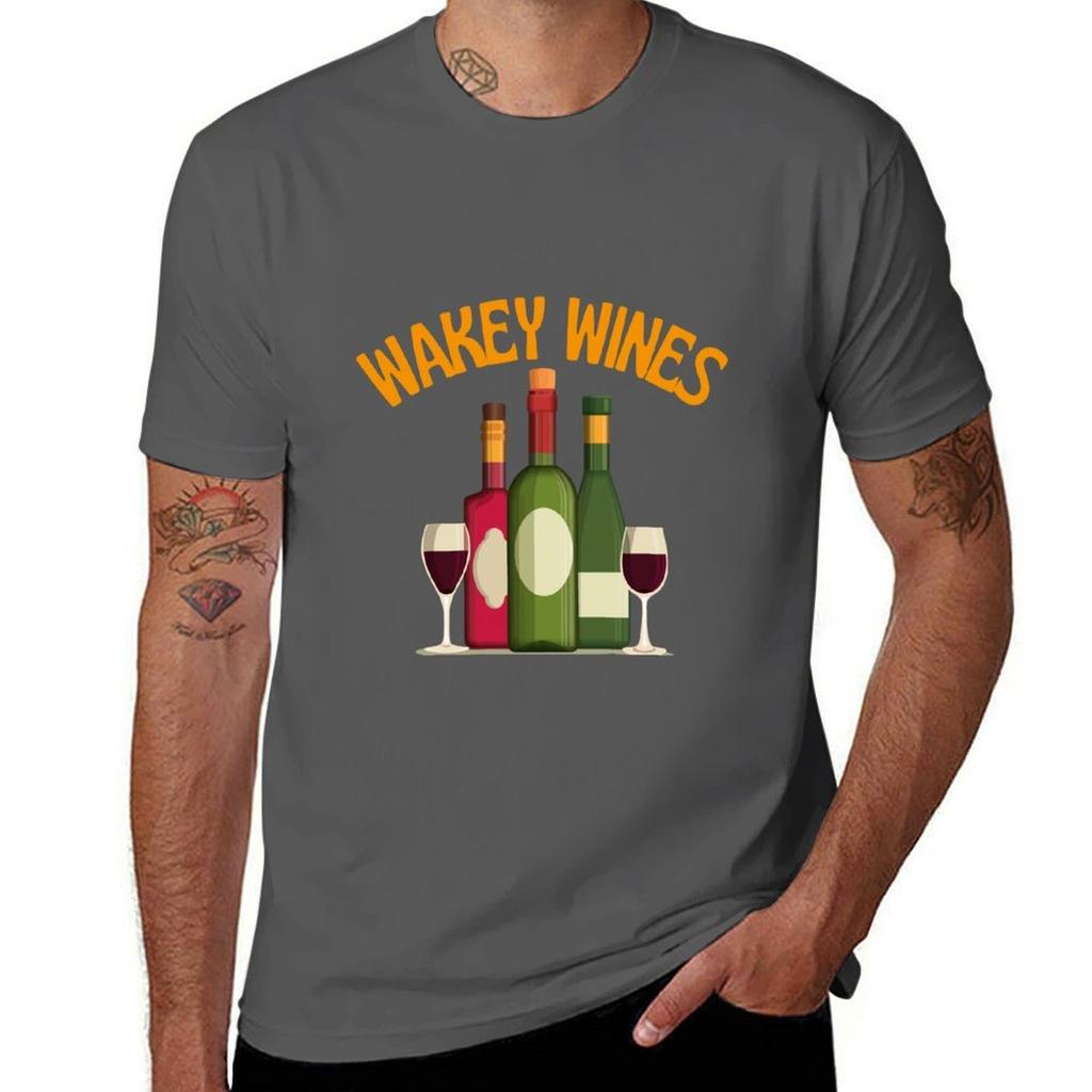 Wakey Wines Tshirt Simple Line Art Print Tee Tshirt