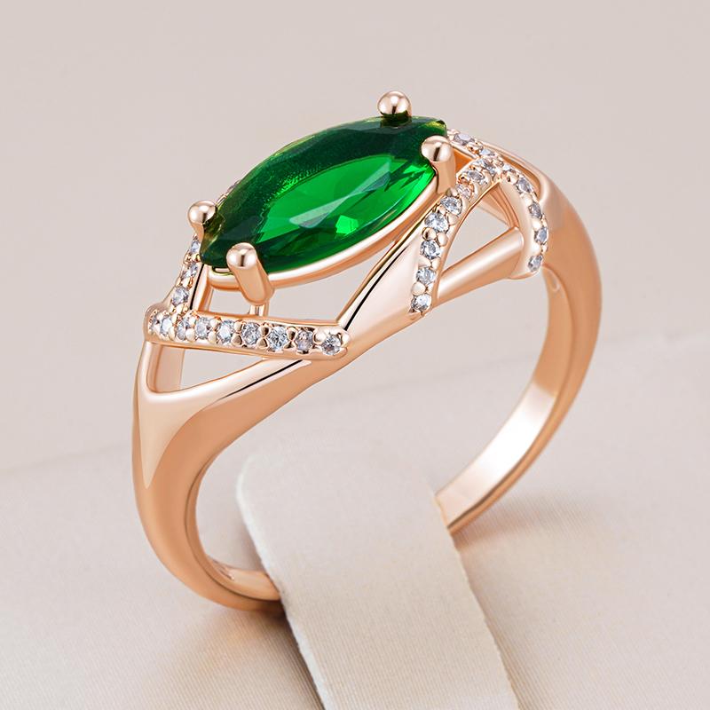 Rose Gold Color Rings For Women Unusual Green Natural Zircon Accessories Bride Wedding Vintage Fine Jewelry