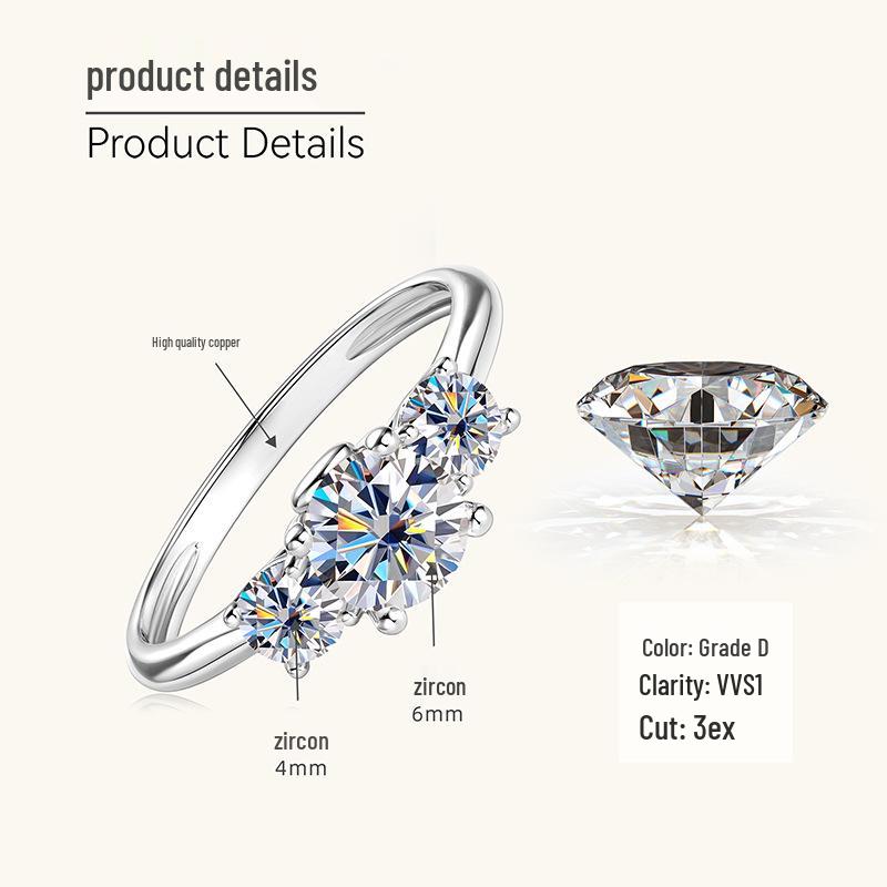 

Elegant Moissanite & Zirconia Women s Ring - Inspired by Three Lives Three Worlds Size 7