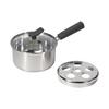 Pearl Metal 16cm Single-Handle Pot with Glass Lid and Strainer, IH Compatible, All Heat Source Compatible, 3-Layer Stainless Steel Base, Chiiino