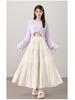 2025 Fall/Winter Layered Woolen Flare A-Line Skirt - Slimming, High-Waist, Long Design