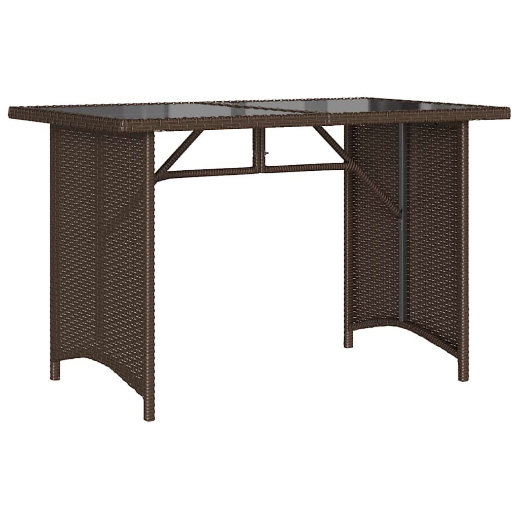 Garden Table with Glass Top Brown 110x68x70 cm Poly Rattan