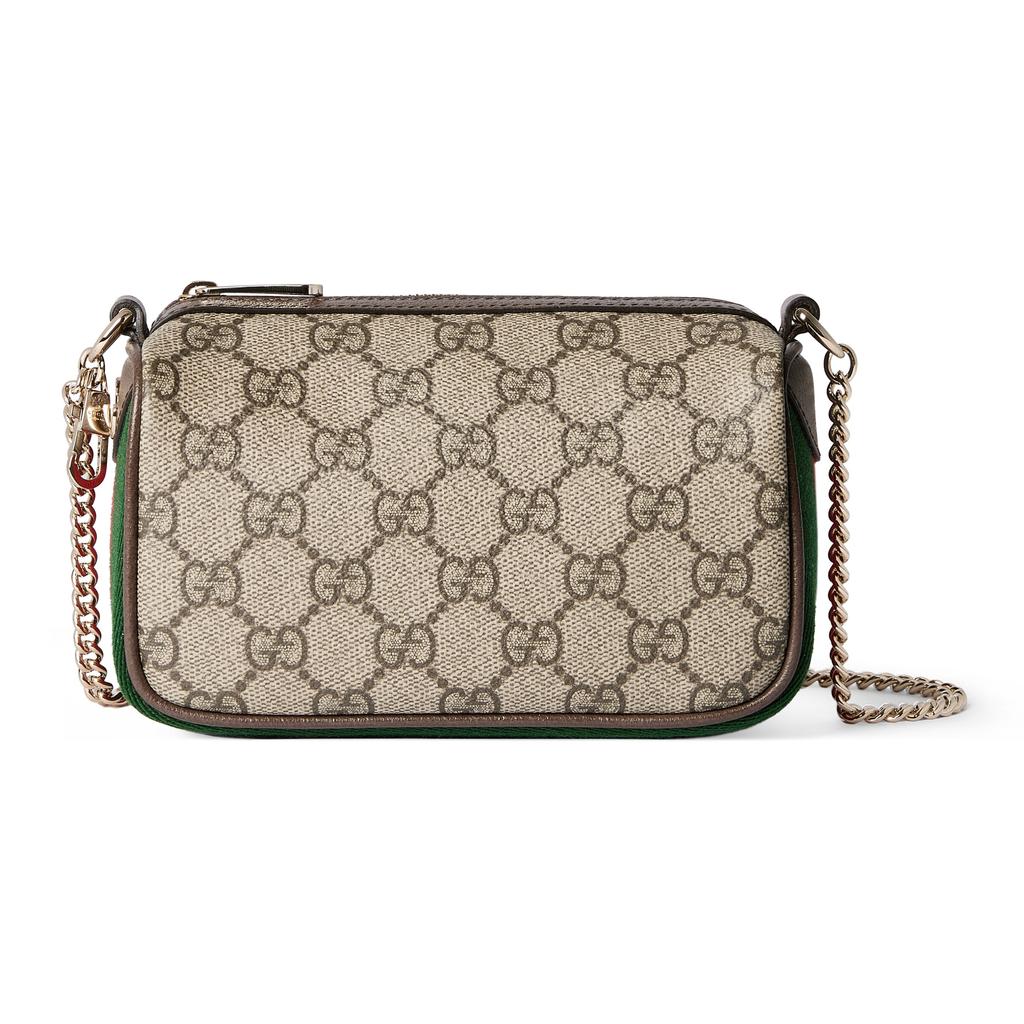 Gucci Ophidia Logo Canvas And Leather Mini Shoulder Bag Women Shoulder Bag Beige Dark-Brown 838475-FAE0S-9746