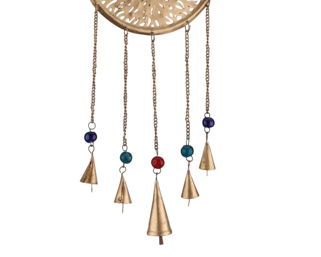 Großes 20-Zoll-Goldener Lebensbaum-Windspiel mit Glocken, Spirituelle Boho-Gartendekoration für eine beruhigende Außenatmosphäre und Zen-Meditationsräume