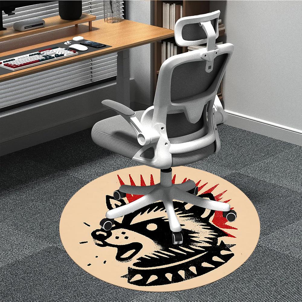 1pc Raccoon Punk Office Round Area Rug, Mat Suitable For Office, Under Office Chairs Bedroom Living Room Home Decor, Room Deco