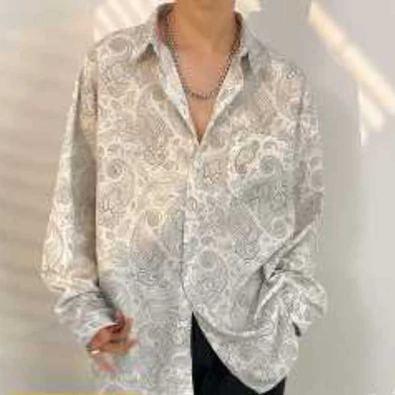 Style Floral Floral All Match Printed Shirt Retro Spring and Autumn New Style Loose Fitting Shirt Long Sleeved Top