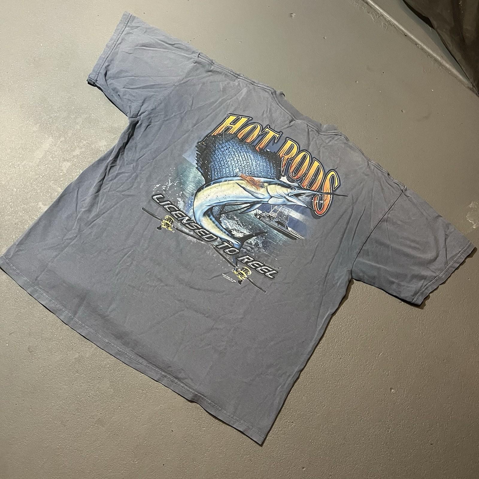 2005 Hot Rods “Licensed to Reel” Gray Fish Size XXL Unisex T-Shirt XXL