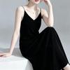 Women's Elegant V-Neck Silk Velvet Sling Maxi Dress