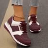 Four Large-Size Flat-Bottomed Casual Single Shoes Women'S 25 Fashionable Breathable Wedge Heel Color Matching Sports Shoes