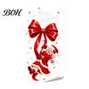 Reusable Christmas Decals Static Glass Sticker, Theme Bow Pattern Print, Removable Indoor Holiday Ornaments Electrostatic PVC Film for Home And Store