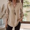 2025 Spring/Summer Women's Plus Size V-neck Loose Solid Color Shirt