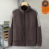 Men's Plus Size Fleece-Lined Stand Collar Hoodie Jacket - Trendy Autumn Winter Loose Fit