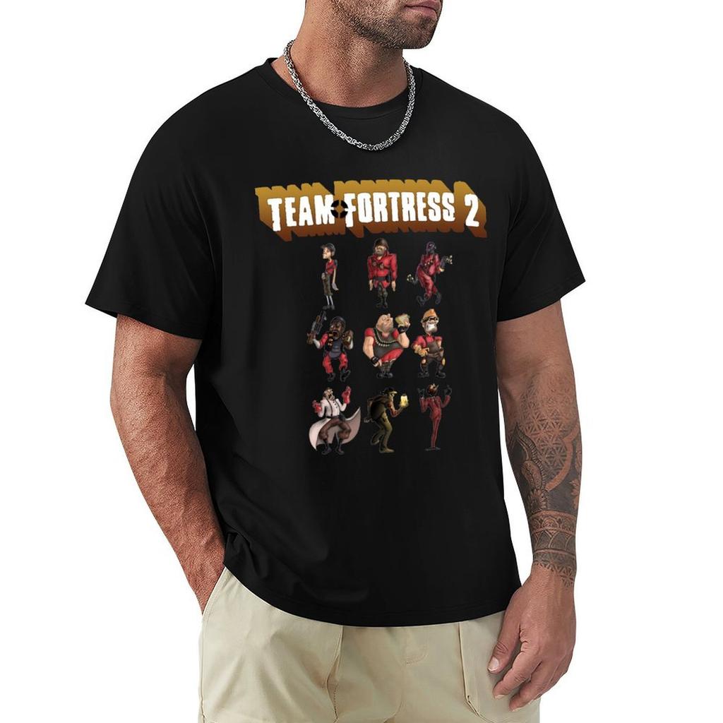 Team Fortress 2 All Characters Classes With Tf2 Logo Tshirt Big Size Crew Neck Tshirt