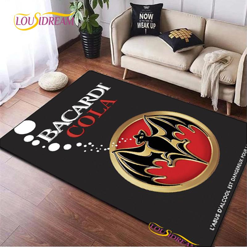 Bacardi Rum Logo Kreative Bereichsteppiche, Teppich für Wohnzimmer Schlafzimmer Heimdeko, Kinder Küche Badezimmer Rutschfeste Fußmatte Alfombra