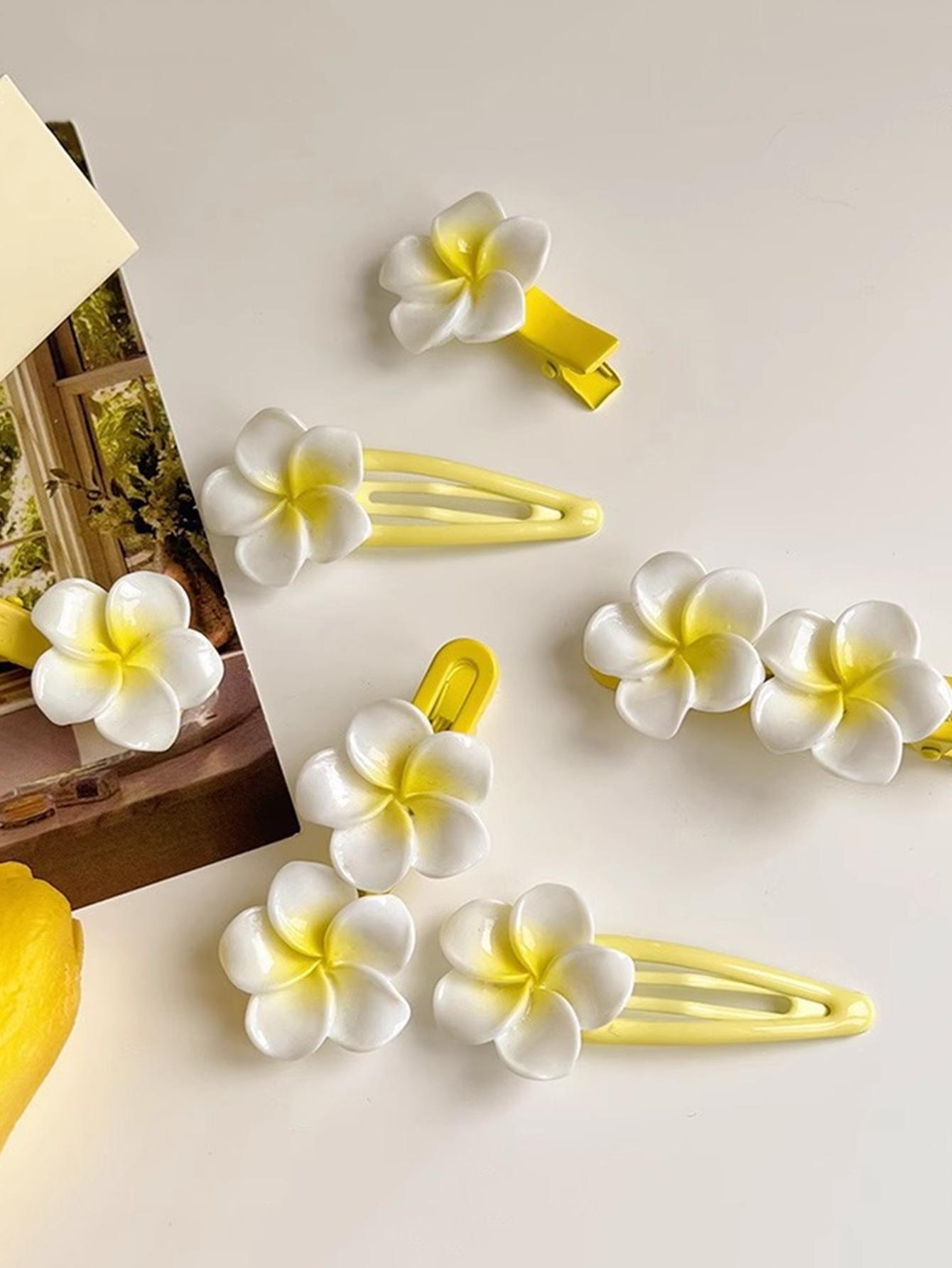 

6 шт. Модные милые заколки-клипсы для волос из смолы в виде яиц и цветов для женщин, девушек, для вечеринки, аксессуары для волос