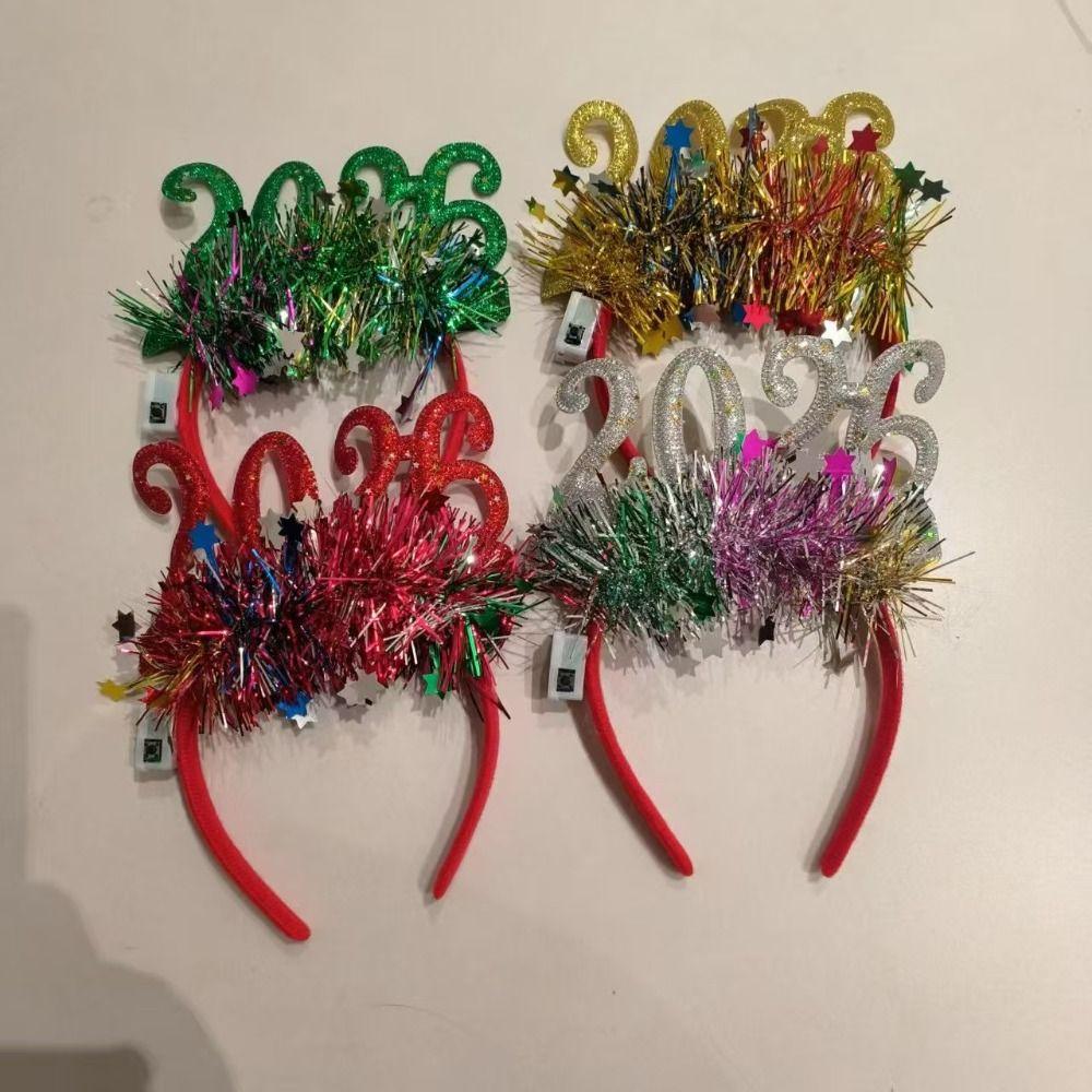 Pailletten 2026 Frohes Neues Jahr Haarreif Süßes Leuchtendes Kopfstück Glitzer Haarreif Party Dekoration