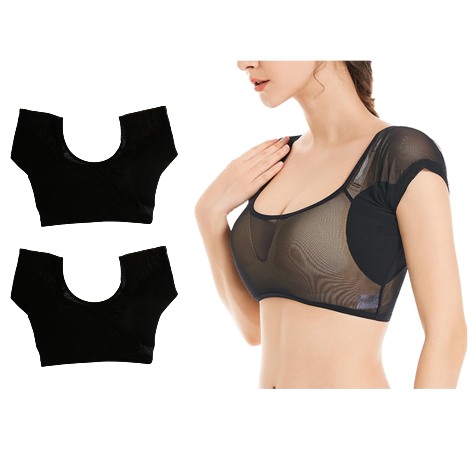 

OZBERLI Set of Underarm Sweat Padded Prevents Sweat Seamless Armpit Sweat Underarm Odor Body Odor Underwear Sweat Prevention Women s 2-Piece чёрный