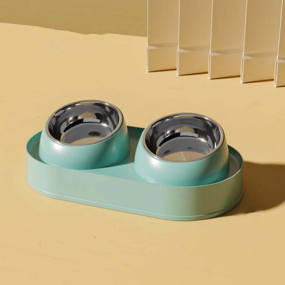 Slanted Mouth Pet Feeding Double Bowls Portable Pet Drinking Feeder Dog Food Basin  Water Container