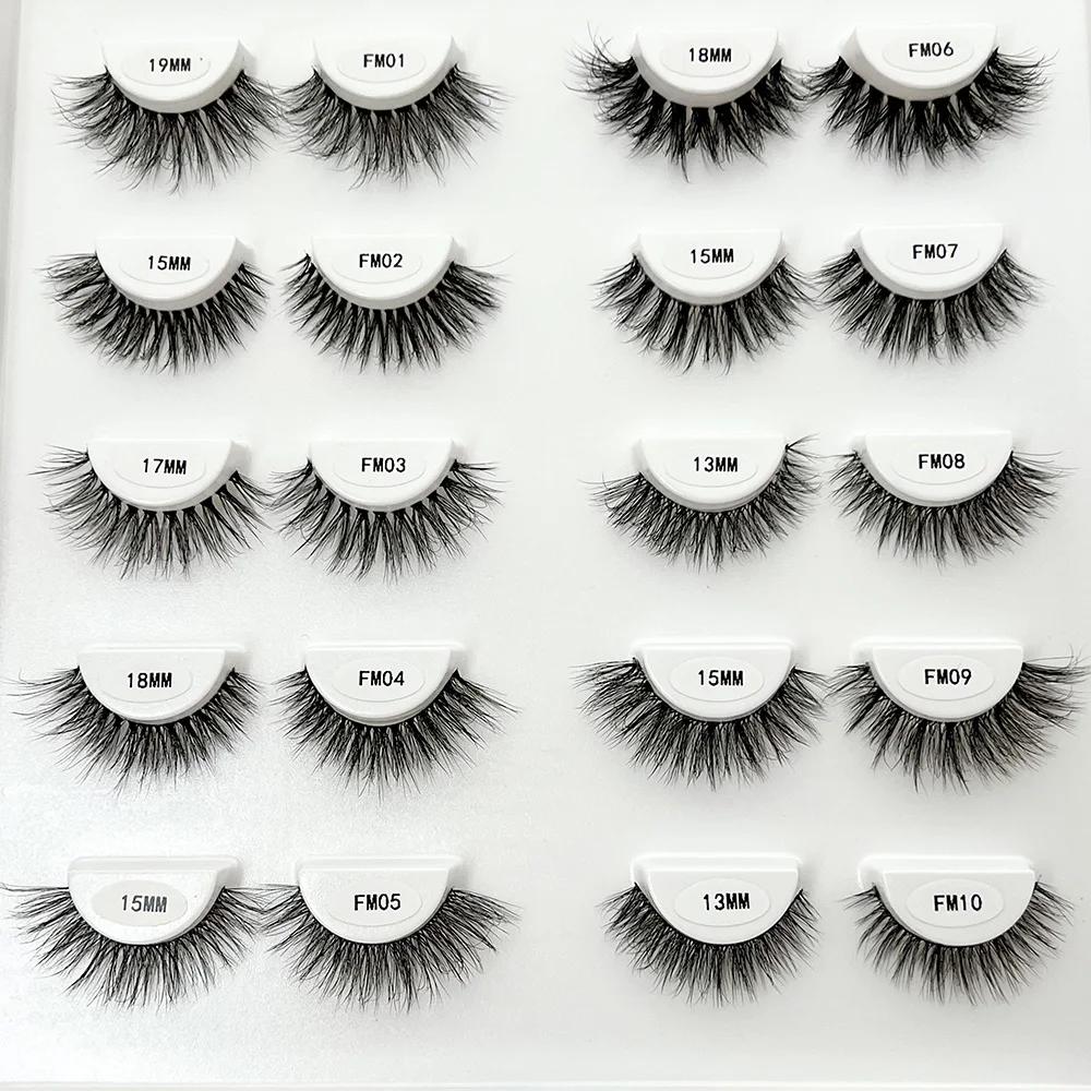 Clear Band Eyelashes Natural Fluffy 3D Mink Lashes D Curl Volume Wispy False Eyelashes With Clear Band Soft Reusable Lashes