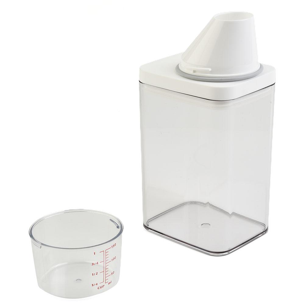 Plastic Soap Detergent Dispenser Eco Friendly Storage Box with Airtight Seal and Measuring Cup for Safe Storage
