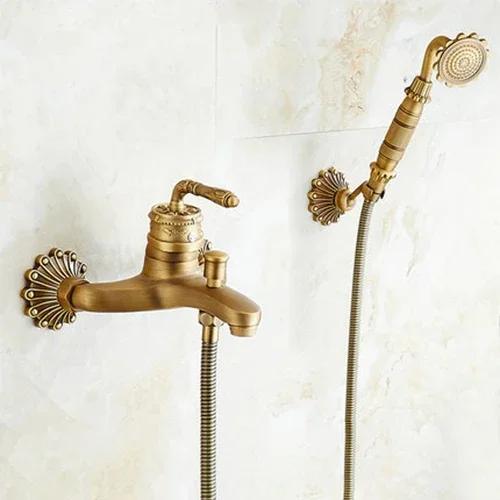 Antique Bathroom Shower Faucet Dual Control Brass Washing Faucets Antique Telephone Shower Bidet Shower Bathtub Faucet