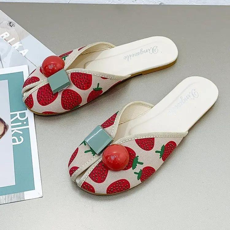 

Модная женская обувь с круглым носком для дома, плоские женские тапочки для улицы, кавайные милые шлепанцы-слайды, сандалии в стиле инс, шикарные и элегантные, роскошные сандалии B H 40