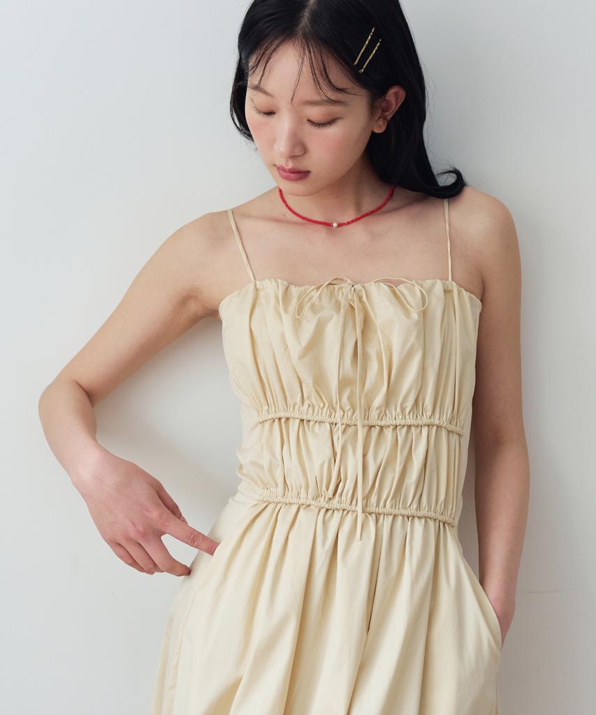 Nijur Bustier Shirred Long Dress_Butter Yellow