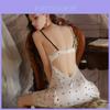 Satin Nightgown With Deep V Neck And Bust Enhancer For Women Home Sleepwear