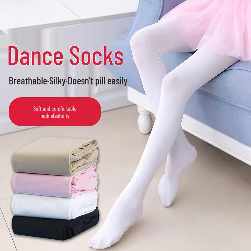 Children's Spring/Summer White Velvet Dance Pantyhose - High Elastic Leggings for Girls
