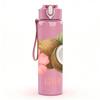 1PC Hibiscus Coconut Tropical Print 750ml Color Plastic Sports Water Bottle Leakproof Flip Straw Lid For Sports Office Home Use