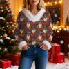 Women's Fashion Sweater Casual Long Sleeve Knit Pullover Printed Top