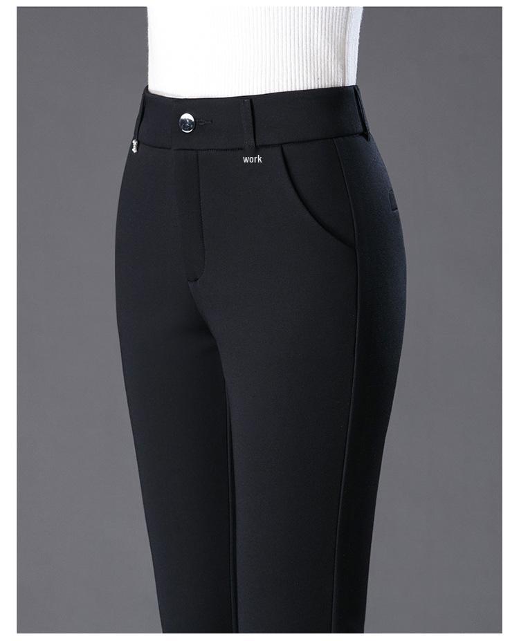 Fleeceforede vinterbukser med rette ben og elastikk for kvinner - Varme, løse, allsidige