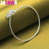 925 Sterling Silver Gold Flower Bangle Bracelet Jewelry