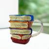 Painted Book Mug Coffee Reading Bookish Items Glass Cup for Lovers Literature