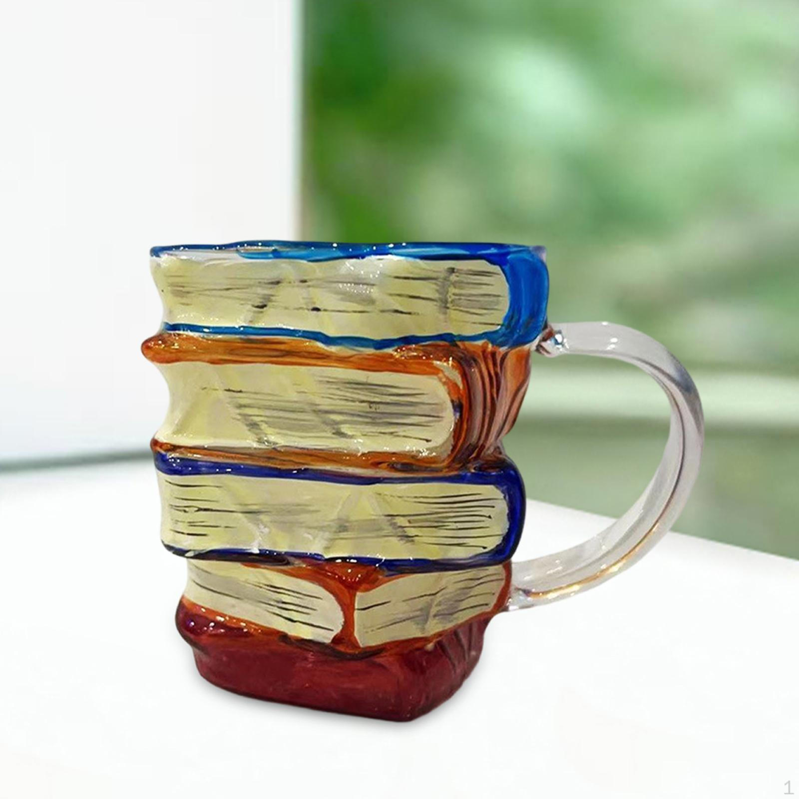 Painted Book Mug Coffee Reading Bookish Items Glass Cup for Lovers Literature