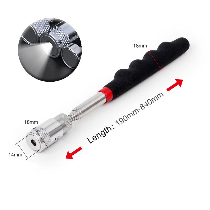 Magnetic Telescopic Pick-Up Tools Grip LED Light Adjustable Extendable Long Reach Pen Handy Tool for Picking Up Screws Nuts Bolt