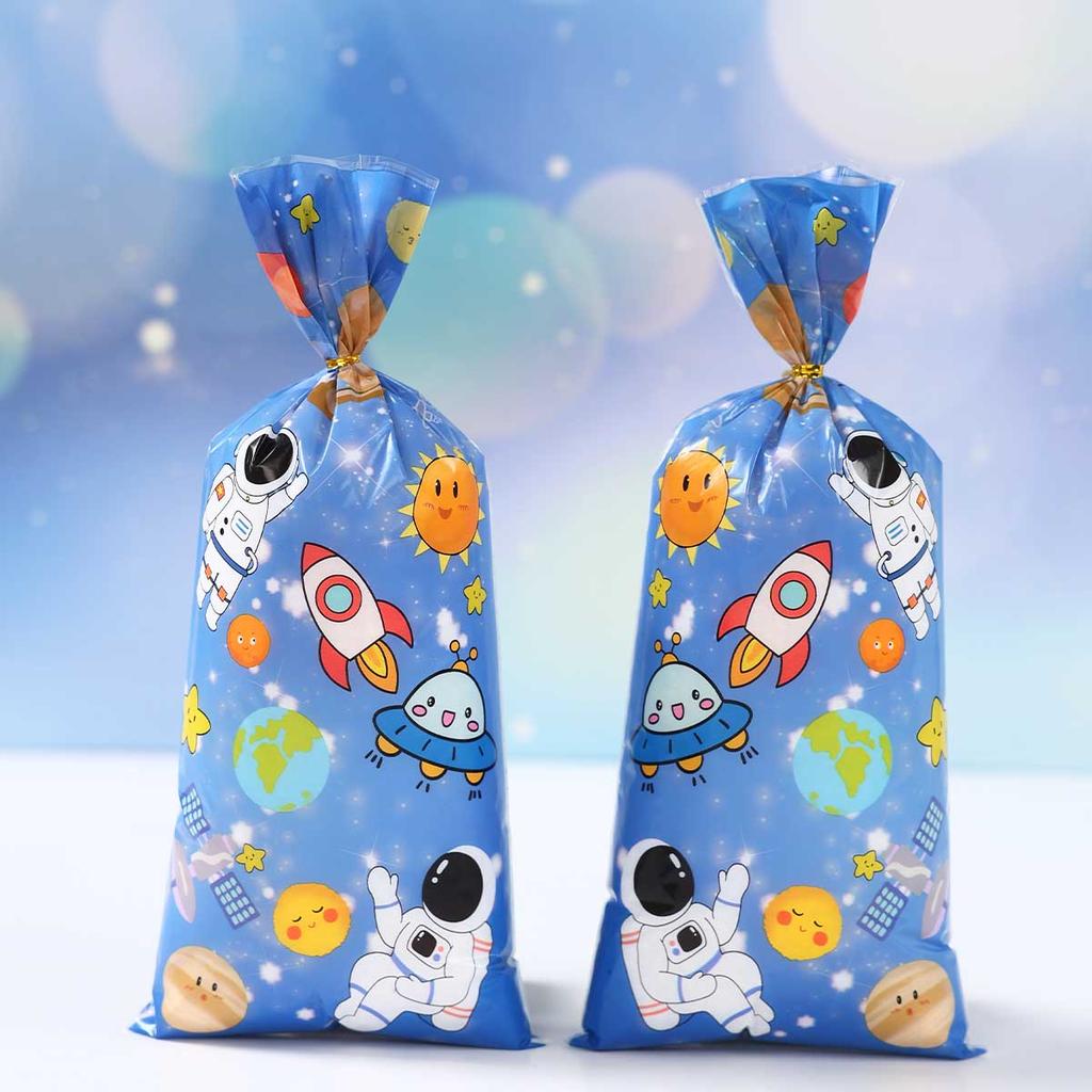 Space-Themed Plastic Gift Bags Disposable Birthday Party Decoration Kids Boy Wedding Birthday Party Supplies Favors Baby Shower