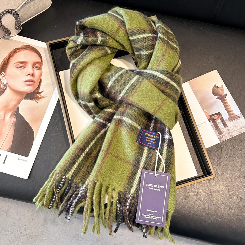 Wool Women Scarf Luxury Cashmere Winter Blanket Wraps Casual Plaid Print Pashmina Bufanda Travel Poncho Stoles Echarpe