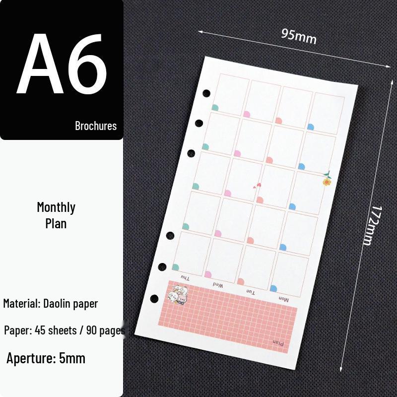 A6 Loose-Leaf Binder Refill: 6-Hole Planner & Budget Notebook Sheets