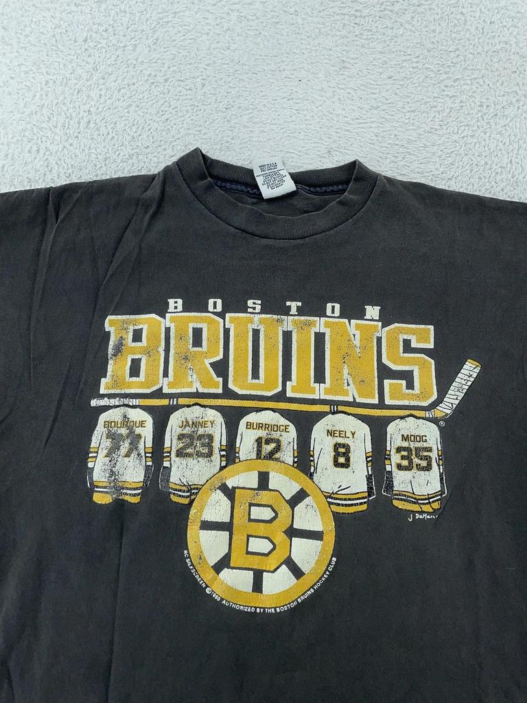 Faded Vintage Boston Bruins T-Shirt L Black NHL Hockey Made USA Cam Neely 90s