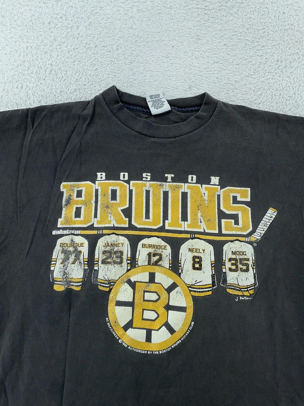 

Faded Vintage Boston Bruins T-Shirt L Black NHL Hockey Made USA Cam Neely 90s 4XL