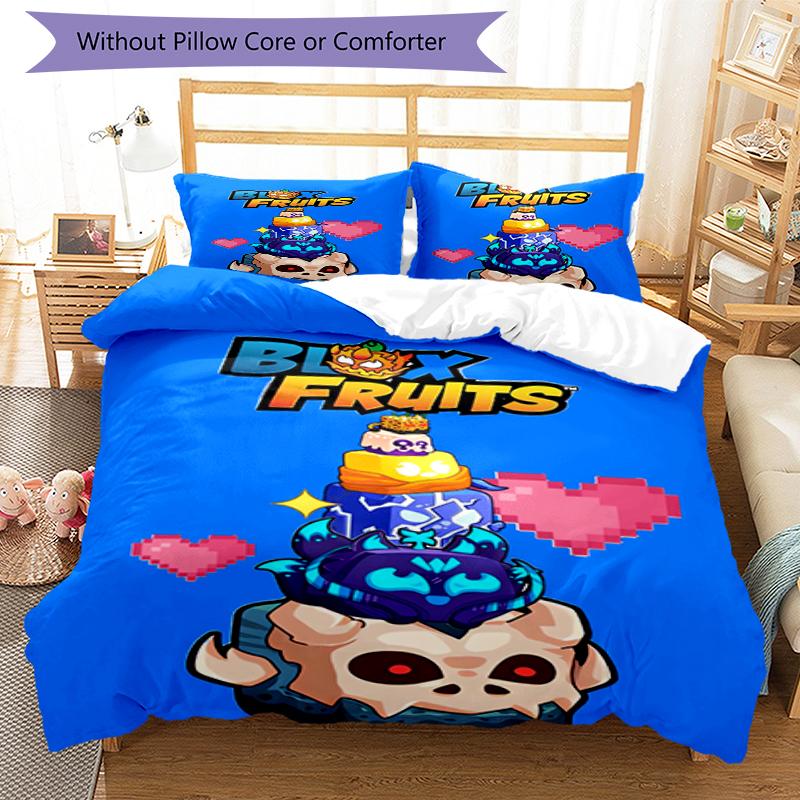3pcs Blox Fruits Bedding Set Duvet Cover Closure Includes 1 Duvet Cover & 2 Pillowcases, Soft and Comfortable for All Seasons.